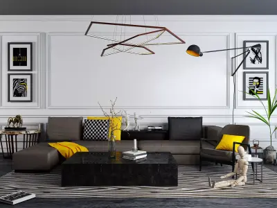 Modern Luxury Living Room Set  3D model