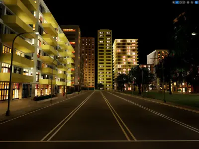 City Downtown Skyscraper Street - Night - Unreal - Lot 03 Low-poly 3D model