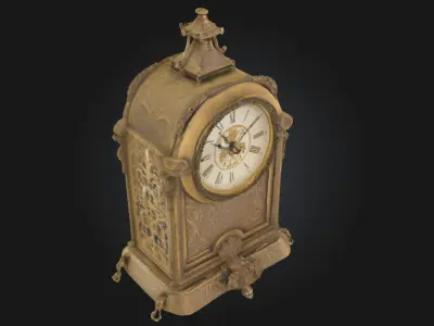 Gilded Elegance Clock  A Timeless Touch of Opulence 3D model