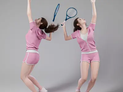 Tennis Player Girl 001 3D model