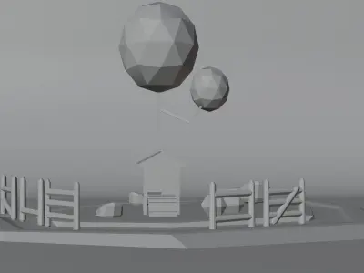 Low Poly Village Scene 3D Model  Stylized Game Environment Free low-poly 3D model