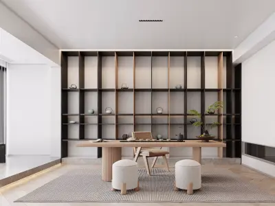 Modern living room dining room interior scenes 370 3D model