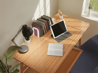 Minimalist work Table Low-poly 3D model
