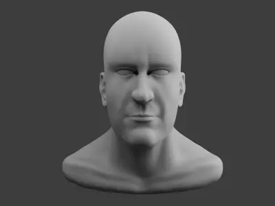 Realistic Male Head Sculpt 01 Low-poly 3D model
