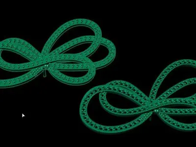 bowtie papion brooch and earrings 2nd version 3D print model