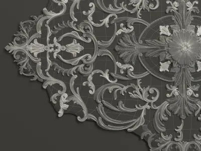 Rosette 5 ornate ceiling medallion 3D model