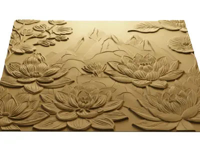 modern panel wall decor set wall relief mural CNC 150 3D model