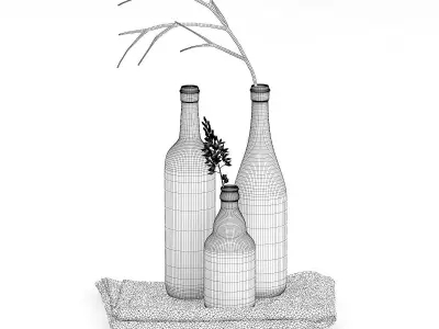 Towels and Black Bottles 3D model