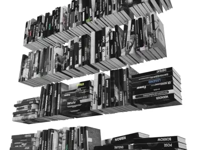 Books 150 pieces 3-6-1 Low-poly 3D model