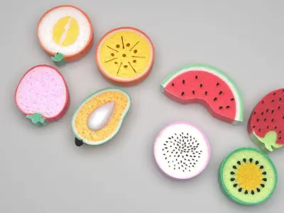Fruit Bath Sponges Set 3D model