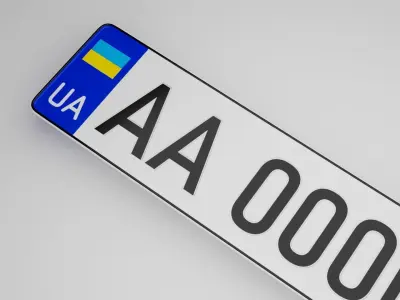 100 car license plate UA Low-poly 3D model