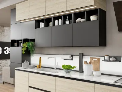 Kitchen fully parametric Resizable manufacturable 0070 3D model