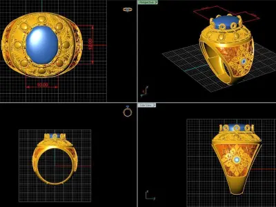 Turkish silver ring  men  3D model