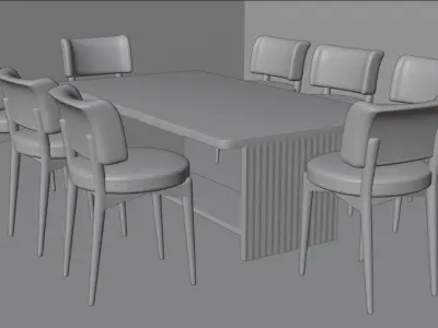 Modern 8 Seater Dining Table Set 3D model