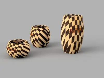 Vase 6 three wooden vases 3D model