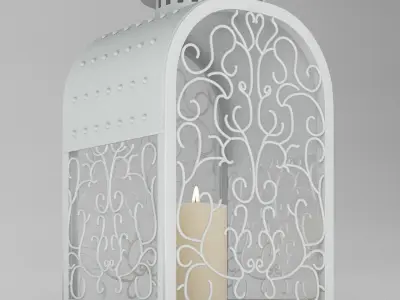 Candlestick-lantern lantern with ornate design 3D model