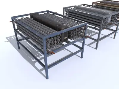 Industrial Machine Set Low-poly 3D model