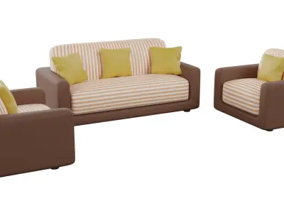 Sofa Set 02 Low-poly 3D model