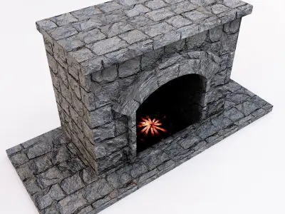 Bricks Fireplace low poly 3d model  Low-poly 3D model