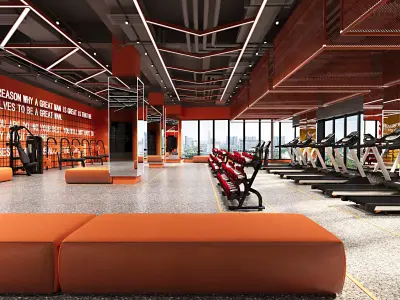 Luxury gym interior 3D model 3D model