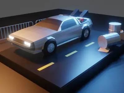 Delorean Isometric Car  Low-poly 3D model