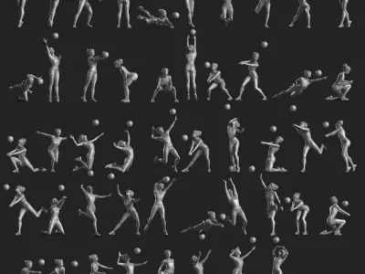 volleyball Woman 48 figure Set 01 3D print model