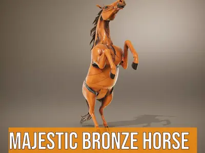 Majestic Bronze Horse model pack Low-poly 3D model