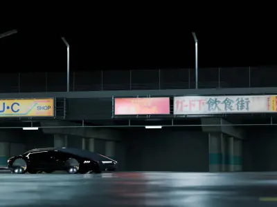 Cyberpunk Parking Lot 3D model