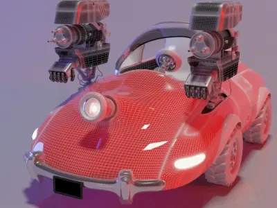 Car with Robot arm 3D model
