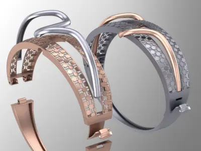 2nd multi pieces facet fusion bracelet 3D print model