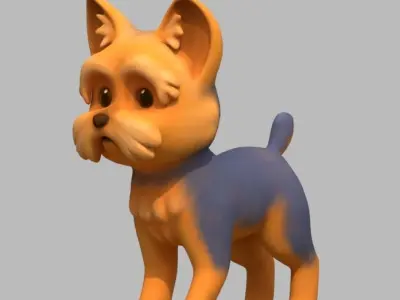 Cartoon Yorkie Low-poly 3D model