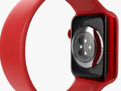 Apple Watch Series 6 silicone solo loop red 3D model