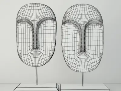 Albesia Wood Mask Decoration 3D model