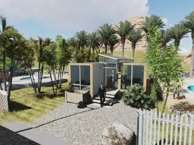 Desert resort made with Shipping containers   3D model