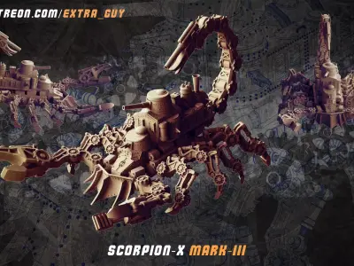 Steampunk Scorpion Tank 30mm and 40mm 3D print model