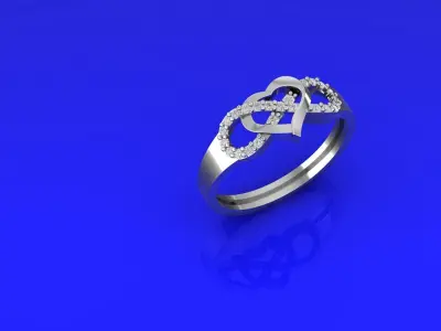  Infinity Heart Diamond Ring 3D print model