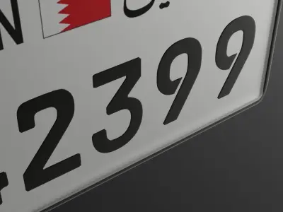 Customizable Bahrain license plate 3D model