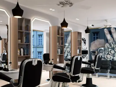 Modern Luxury Barber Shop Interior Design 3D Model Low-poly 3D model