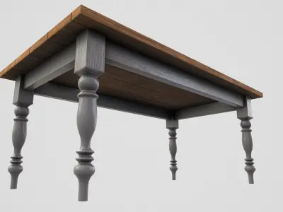 Farmhouse-style Kitchen Table Free low-poly 3D model