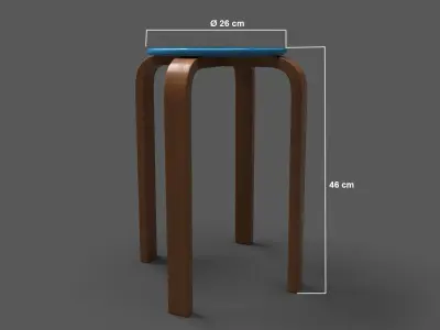 QuadStool 46cm Low-poly 3D model