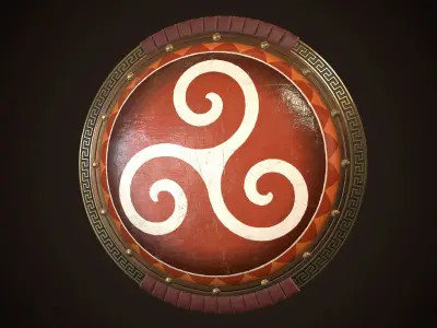 Hoplite Shield Triskelion  Low-poly 3D model