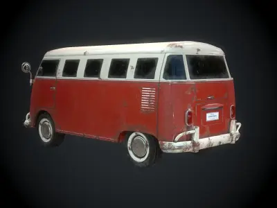 Classic VW Bus for Games Low-poly 3D model