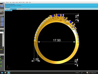 Luxury Fan Shape Multi Stone Ring 3D Model  5016 3D print model