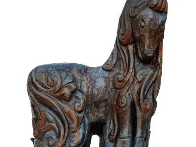 Wooden Horse Figurine 3D model