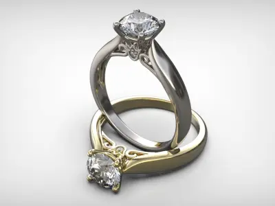 1Cts Diamond Engagement Ring 3D print model