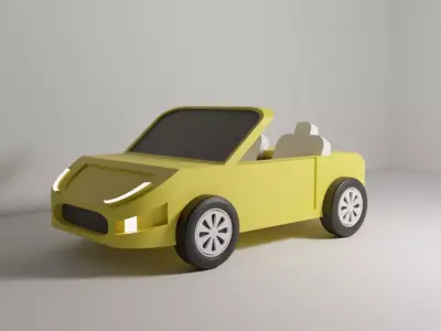 Cartoon 3D Convertible Car Model Low Poly Stylized Vehicle Low-poly 3D model