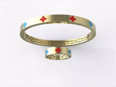  Roberto Ring and Bracelet with enamel SET-0031 3D print model