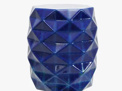 Rouge decor facet blue stool 3D model