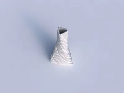 Vase twist tilted triangle with twisted extruded lines 3D print model
