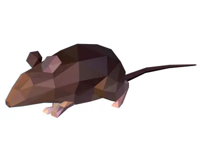 Animated Rat Mouse Lowpoly Art Style Low-poly 3D model
